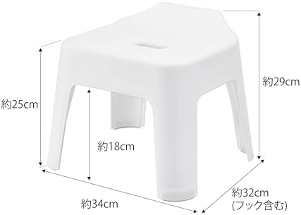 山崎実業(Yamazaki) 引っ掛け 風呂イス ホワイト 約W34XD32XH29cm (座面:約25㎝) タワー 通気性よく乾きやすい バスチェア 5383 画像 2