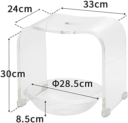 Kuai アクリル バスチェア ボウル セット 風呂椅子 洗面器 高さ30cm (クリア) 画像 3