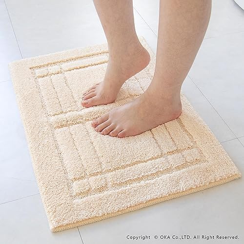 オカ(OKA) クリュム バスマット 約45cm×65cm アイボリー (足ふきマット 洗える 滑り止め) 画像 2