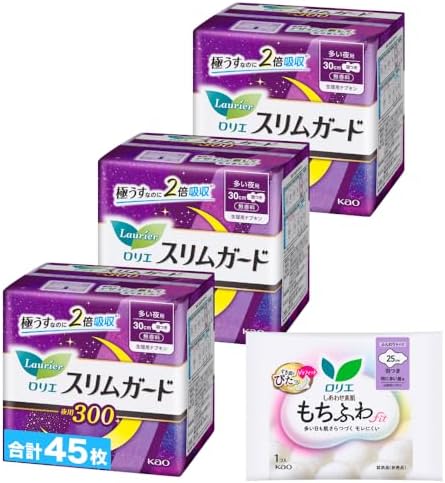 ロリエ スリムガード 多い夜用300 羽つき 30cm 15コ入×3個+おまけ付き 【Amazon.co.jp限定】