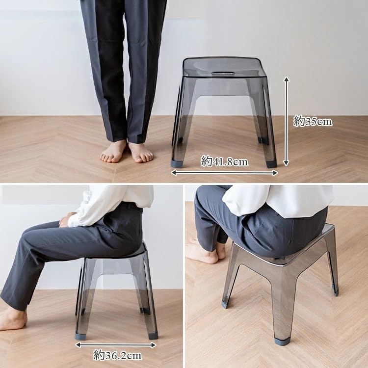 アスベル レリッシュS35 風呂イス 35cm バスチェア 4本脚 クリア ナチュラルフロスト 画像 4